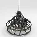 Ornate Two Tiered Industrial Metal Chandelier With Elaborate Chain Details