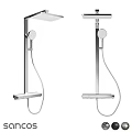 Modern Chrome Shower Faucet With Fixed Head And Handheld Sprayer Design
