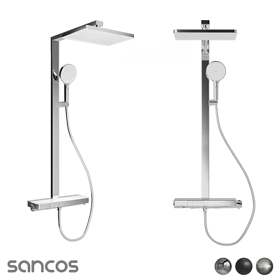 Modern Chrome Shower Faucet With Fixed Head And Handheld Sprayer Design 3d model