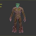 Game Movie Character With Tree like Green Skin Wooden Texture And Muscular Standing Pose