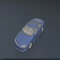 Blue Sedan Car Top View Display On Dark Background With Sleek Design