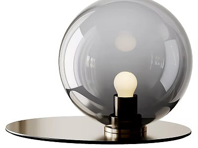 Stylish Modern Table Lamp With Glass Globe Shade And Metal Round Base Design 3d model