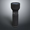 Modern Black Flashlight With Cylindrical Body Top Head And Grip Texture Design 3d model