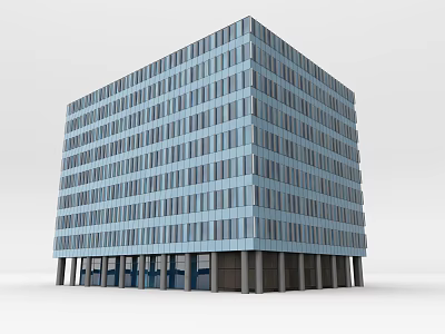 Modern Multi Storey Office Building With Glass Facade And Ground Floor Columns 3d model