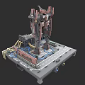 Game Movie Character Mechanical Structure With Platform Base And Pipes Cables 3d model