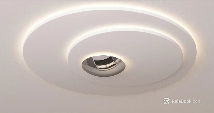 Modern Round Ceiling Light With White LED Strip And Silver Center Design 3d model