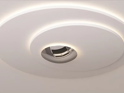 Modern Round Ceiling Light With White LED Strip And Silver Center Design 3d model
