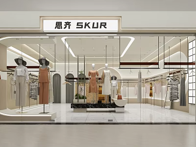Modern Clothing Store Window Display With Mannequins And Fashion Apparel Collection 3d model