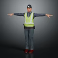 Man Wearing High Visibility Safety Vest and Cap Standing with Arms Outstretched