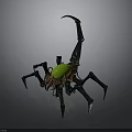 Scorpion With Black Mechanical Legs Green Glowing Body Part And Curved Stinger