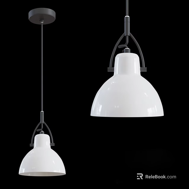 Stylish White Pendant Lights With Modern Design And Metal Frame For Home Interior Decor 3d model 