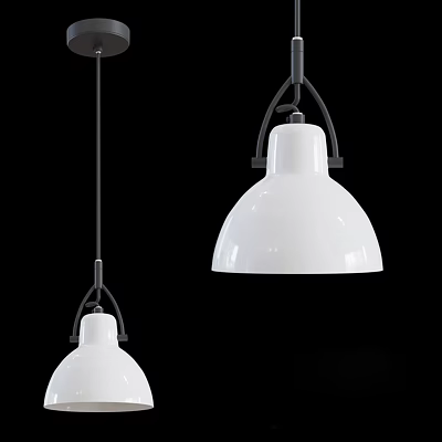 Stylish White Pendant Lights With Modern Design And Metal Frame For Home Interior Decor 3d model