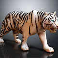 Realistic White Tiger Figure With Black Stripes And Blue Eyes In Standing Pose