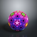 Colorful Spherical Decorative Ornament Set With Ornate Geometric Patterns And Vibrant Hues
