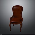 Elegant Red Leather Chair With Classic Design Curved Legs And Decorative Stitching