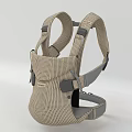 Ergonomic Baby Carrier With Beige Mesh Fabric And Gray Adjustable Straps For Comfort