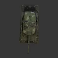 Military Tank Featuring Green Camouflage Long Barrel Tracks And Top Equipment Isolated On Gray Background