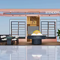 Simple European-style pop-up shop 3d model