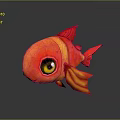 Colorful Red and Orange Aquatic Fish with Large Eyes Vibrant Fins and Shiny Reflection