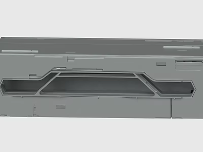 Gray Industrial Metal Component With Geometric Grooves And Structural Design Lines 3d model
