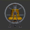 Elegant Yellow Vintage Bell With Metal Wheel And Stand Structure
