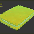Yellow Square Sandwich Cookies With White Filling And Round Edges On Black Surface