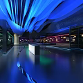 Modern AI Exhibition Hall With Digital Screens And Green Tech Design