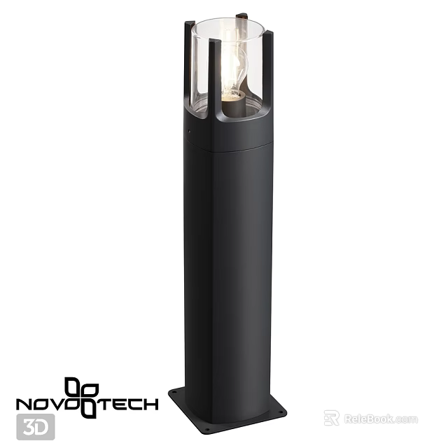Modern Black Outdoor Light With Glass Shade For Garden Pathway Lighting 3d model 