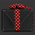 Black Striped Gift Box With Red Polka Dot Bow And Ribbon For Daily Use