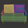 Stylish Gray Two Seater Sofa With Cushions Armrests And Wooden Legs