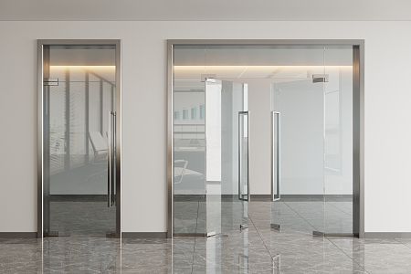 glass door glass double door glass single door 3d model