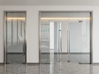 glass door glass double door glass single door 3d model