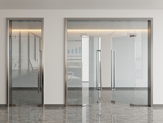 glass door glass double door glass single door 3d model