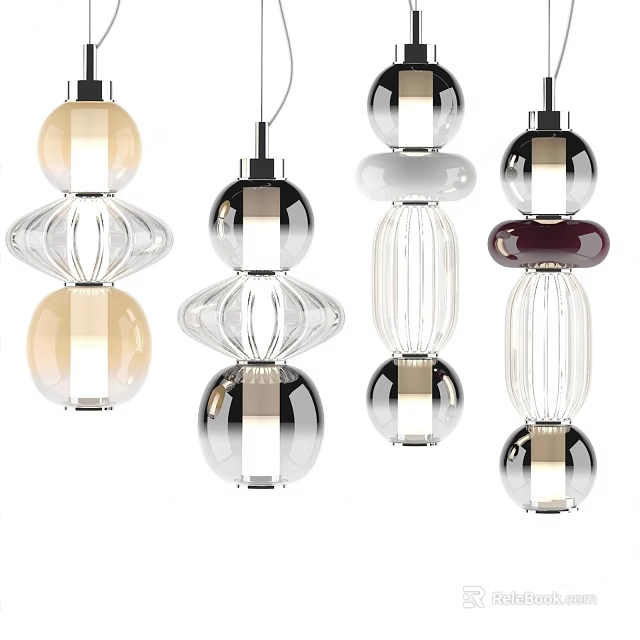 Modern Glass Pendant Lights With Unique Geometric Shapes And Transparent Design 3d model 