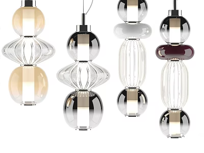 Modern Glass Pendant Lights With Unique Geometric Shapes And Transparent Design 3d model