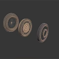 Three Circular Industrial Equipment Parts Featuring Different Rubber And Metal Components