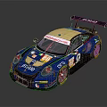Blue AGVIO ECUSSO Race Car With Italian Flag Colors Pirelli Tires And Aerodynamic Wing