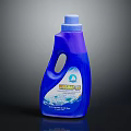 Household Laundry Detergent in Blue Plastic Bottle with Handheld Design and Foam Water Drop Pattern