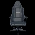 Zidriow Black Leather Gaming Chair With White Stitching And Base Lighting