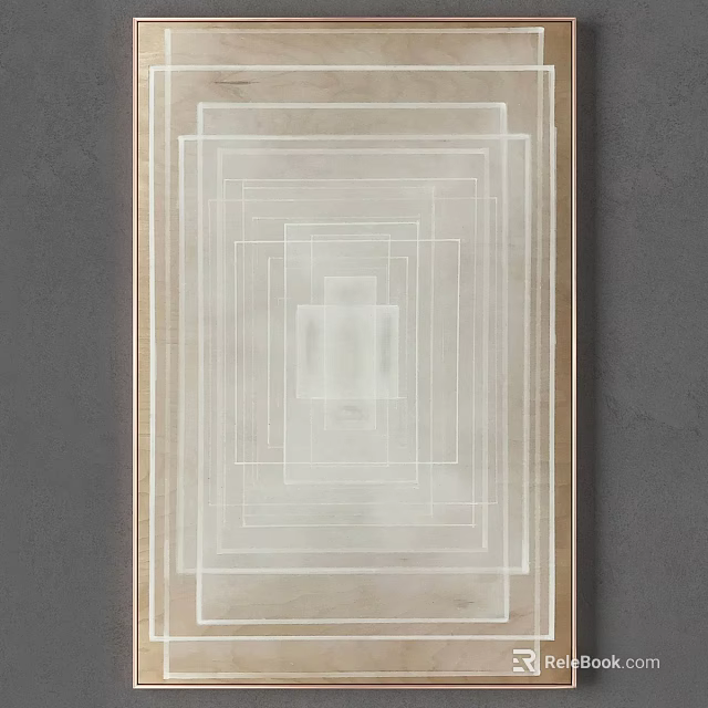 Layered Square Picture Frames With Light Wooden Frames Against Gray Background 3d model