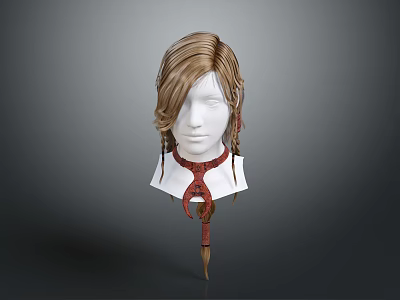 Game and Movie Character with Blonde Braided Hair Red Snake Shaped Necklace 3D Model Head 3d model