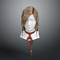 Game and Movie Character with Blonde Braided Hair Red Snake Shaped Necklace 3D Model Head