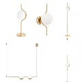 Modern Lighting Combinations With Golden Frames And White Globe Floor Wall Pendant Lamps