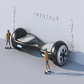 Detailed Large Sports Hoverboard 3D Model Showcase With Person Wearing Helmet
