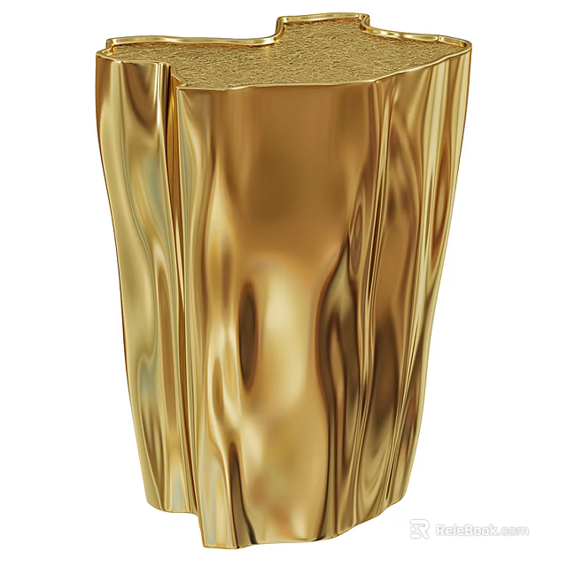 Golden Metallic Side Table With Modern Stylish Design For Home Decor 3d model 