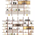 Stylish Modern Bookcase With Wooden Frame White Shelves Books And Decorative Items