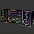 Modern Deep Blue Headphone Speaker System Featuring Main Unit And Multiple Speakers