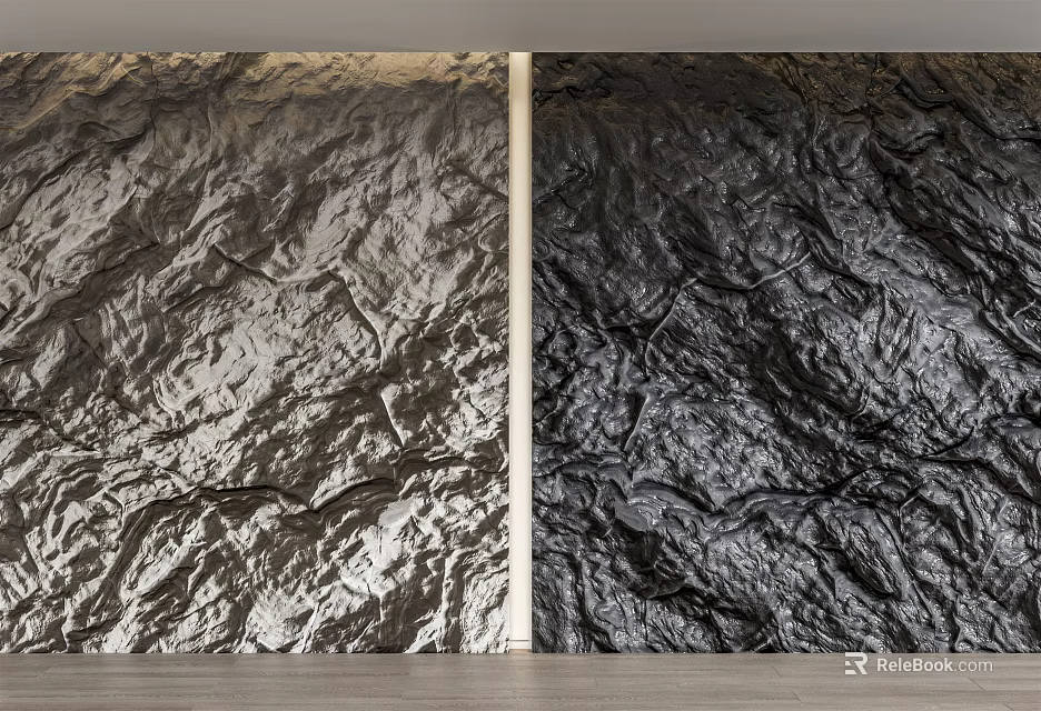 Textured Silver And Black Wall Surface With Natural Pattern For Interior Decoration 3d model