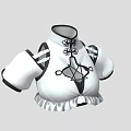 White Cropped Blouse With Crisscross Neckline Chest Pattern Black Accents And Ruffled Hem 3d model