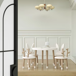 Modern children's table and chair children's leisure seat combination 3d model